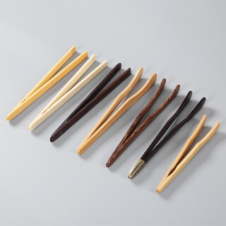 Tea clip kung fu tea set accessories tea ceremony non-slip cup clip tea drinking tools tea making tea cup tweezers wooden tea clip tea clamp (straight brown bamboo clamp) no specifications