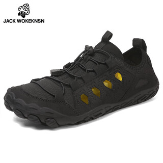 Jack wokeknsn wolf claw cloud outdoor hiking shoes women's wear-resistant non-slip soft sole couples men's summer breathable wading shoes fishing beach dew black counter genuine 43