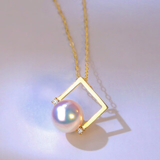 Drjefun japanese akoya freshwater pearl pendant 18k gold heavenly grade extremely bright sea pearl necklace round 8-8.5mm 18k gold heavenly grade 8-8.5mm