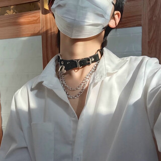 Man sheng collar boy chocker neck strap necklace punk jewelry original clavicle chain dark style neck chain neck ring black