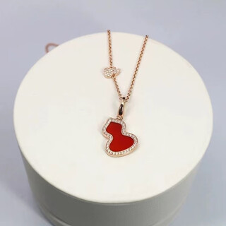 Gioio swarovski zirconium unicorn gourd necklace women's high version full diamond agate pendant internet celebrity fashion clavicle same style red agate large size