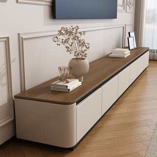 Termite solid wood floor-standing tv cabinet 2025 latest living room home modern simple coffee table tv cabinet combination 2.4 meters tv cabinet solid wood paint