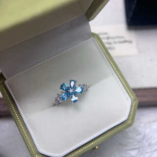 Library selection 12.27 natural topaz ring for women s925 silver inlaid colorful gem live ring cherry blossom (rotatable) opening adjustable