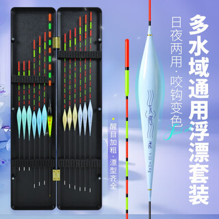 Chaosihui, a set of 13 pieces, all-water set, fish bleaching, high sensitivity, bold and eye-catching wild fishing crucian carp float, 45 cm, separate float box