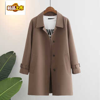 Chujing 2025 new spring and autumn temperament casual windbreaker jacket women's mid-length korean style loose slim small coat brown m 115-130jin jin is equal to 0.5 kg