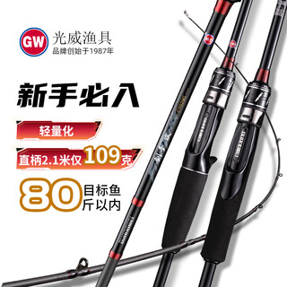 Guangwei fishing rod swordsman attack luyalu slide rod carbon fiber long-range cast rod mf medium fast adjustment ml straight handle 2.1 meters single rod