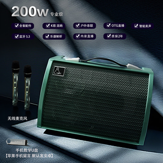 Yamiser's new high-power outdoor karaoke audio instrument guitar electric blowpipe playing and singing portable bluetooth speaker dedicated for recording live broadcasts 200 watts for outdoor and indoor use + 2u segment microphone + u disk