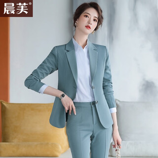 Chenfu professional blazer women's business interview formal white-collar sales suit suit manager hotel front desk work clothes gray suit + trousers xl recommended 110-120 jin jin equals 0.5 kg