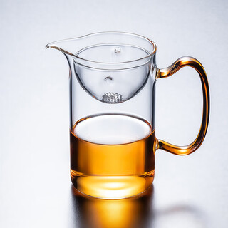 Hejian's new small green orange special teapot glass fair cup high-end tea water separator with high appearance value amber-glass handle small green orange male cup 300ml
