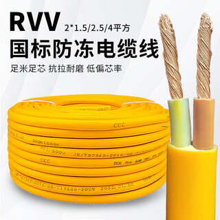 国标二芯电线软线RVV家用电缆线1.5 2.5 4平方户外防冻电源护套线 国标2.5平方足20米送插头插座