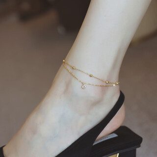 Pop crystal ball anklet for women 18k gold double layer temperament light luxury high-end 2025 new sexy simple personalized anklet gold