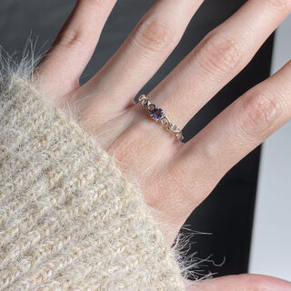 Library selection tanzanite collection natural crystal color treasure s925 all-over sterling silver live mouth adjustable ring tanzanite ins gift violet green retro totem