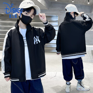 Disney boys' jackets spring and autumn 2025 new medium and large children's trendy jackets western style internet celebrity boys baseball uniforms casual black 120
