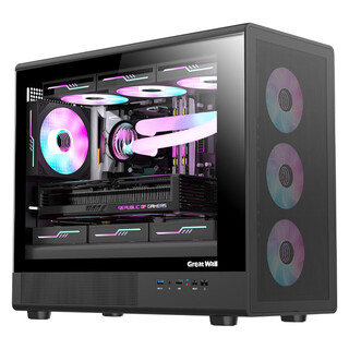 Great wall phantom m2 pro black computer case (hidden metal panel/glass side panel/360 water cooling/12 fan positions/dual tower heat pipe/wide body/support 5090)