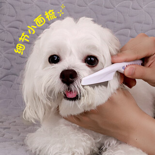 Qioh dog comb, cat comb, special cat comb, teddy bichon face comb, cleaning tool, flea comb, complete list of supplies, upgraded anti-static-white small size