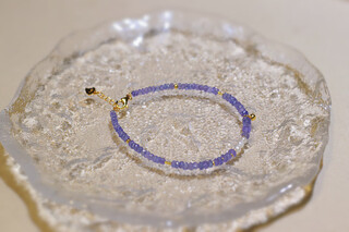 Pop natural tanzanite faceted necklace 925 silver pearl blue gem bracelet women's jewelry clavicle chain light luxury set one bracelet