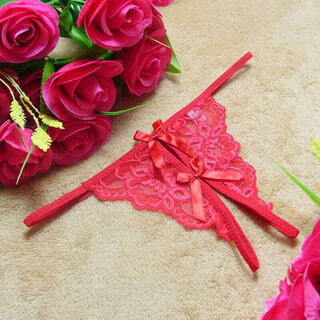 Long night sexy lace t-pants open-style sm strap-style lace panties t-pants passionate temptation y-type red