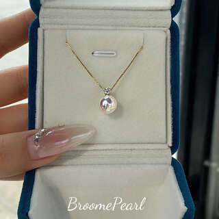 Shu mo akoya classic princess diana seawater pearl pendant 18k gold diamond princess style aurora heavenly lady necklace perfect round versatility 18k gold diamond princess diana + heavenly lady akoya (not 9.5-10mm