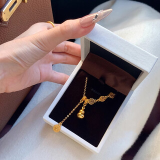 Kuang yi transfer sand gold fulu gourd necklace women's high-end light luxury niche temperament 2025 new clavicle chain sand gold gourd necklace