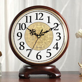 Hanshi (hense) retro solid wood clock, creative living room clock, large size study desk clock, desktop ornament, quartz clock hd288, red oak a style metal plate with white background numbers