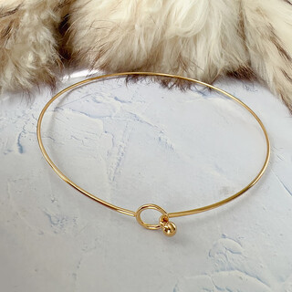 Pop collar women's high-end necklace new chinese style necklace plated with 18k gold high-end short metal ring clavicle jewelry gold titanium steel collar