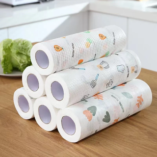 Jepoo non-woven disposable rags, environmentally friendly non-woven disposable dish towels, printed 1 roll*50 pieces*
