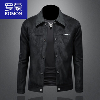 Romon european station suede new jacket men's spring and autumn high quality fashion korean slim leather casual jacket trendy black high quality xl