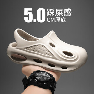 回力瑞亲子款男童洞洞鞋子凉鞋夏季新款包头儿童沙滩鞋防滑软底男孩凉拖 米棕 36 (-37)