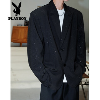 Playboy (playboy) blazer men's starry shoulder pads handsome style suit hairstylist wear engagement dress jacket black 4xl