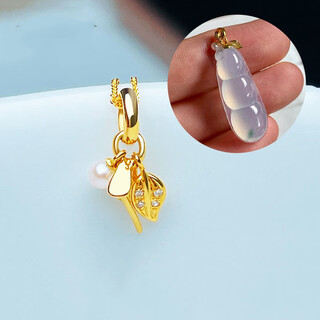 Time bird jade pendant 18k gold buckle jade pendant pearl diamond au750 gold clip gold necklace 18k gold k yellow