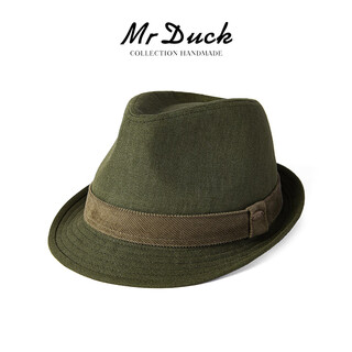 Mr duck luxury grade british spence bryson linen high-end hat old money style men's gentleman hat spring and autumn four seasons holiday olive (imported 100% linen)-ms56201 l (57-58cm)