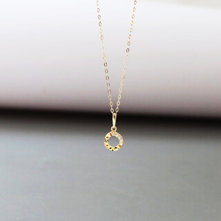 Dyn south korea imported pure 14k gold pendant for women with faceted hollow donut small ring k gold clavicle chain pendant for women individual pendant