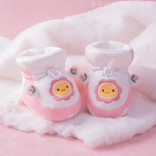 顺合康雅婴儿脚套不掉婴儿鞋子冬3-6-9个月宝宝棉鞋加绒新生儿软底步前鞋 粉色花园精灵包包鞋 冬款加绒 内长10cm 参考0-3个月