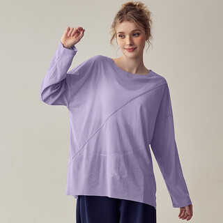 Luluuvttoh loose sports blouse for women slimming fitness top quick-drying running training pilates yoga long-sleeved t-shirt for women purple one size