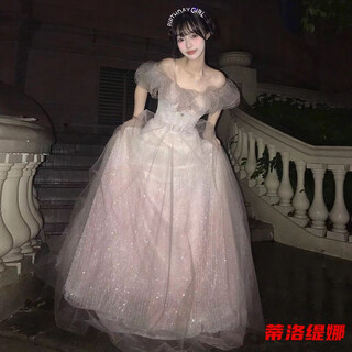 Tilotina one-shoulder evening dress high-end light luxury adult ceremony art test banquet elegant dress picture gradient color s