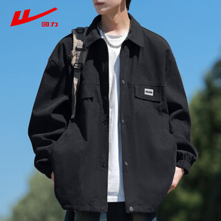 Pull-back jacket men's spring and autumn casual versatile lapel jacket men's trendy workwear men's tops black l
