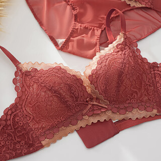 Admire autumn and summer zodiac year red lace underwear women's small breasts gather up to show bigger sexy secondary breasts top-up pull-up anti-sagging bra wine red 75/34b