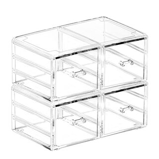 Cq acrylic stackable makeup storage clear acrylic bathroom organizer 4 drawers