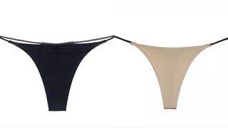 Mature women's thong panties, big ass, sexy women's underwear, no trace, bikini, 2 pieces, black + skin color, l 90-125jin jin is equal to 0.5kg