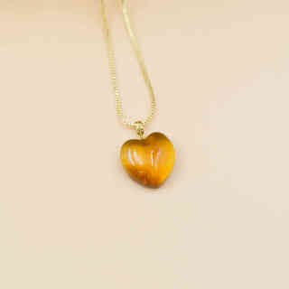 Shumo 18k gold buckle clavicle chain heart-to-heart love pendant beeswax peach heart carved heart-shaped piece