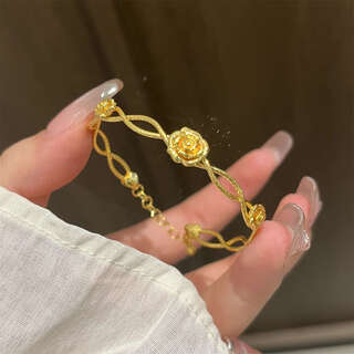 Library selection of explosive gold wrapped rose bracelet for women 2024 new sweet style double layer wrapped design bracelet rose bracelet