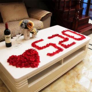 Simulated rose petals wedding confession decoration hand-spreading flowers valentine's day proposal making romantic wedding room decoration supplies burgundy 10 packs (1000 pieces)