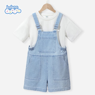 班尼路女童背带裤2025夏款小女孩夏季洋气时髦牛仔短裤中大童薄款裤子夏