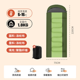 Arctic wolf (beijilang) sleeping bag adult outdoor travel winter four-season warm camping single dirt-proof cotton sleeping bag 1.8kg military green