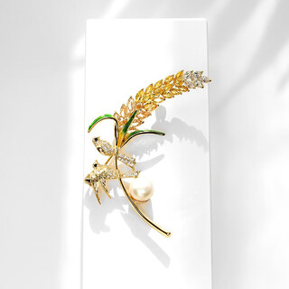 Quamer minglong youth same style cuckoo pin women's jacket suit pin high-end fashion exquisite gold natural freshwater pearl