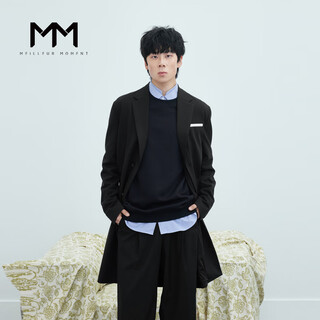 Mai meng zero restraint mm mai meng men's 24 spring lapel collar mid-length casual jacket windbreaker 9f2260041 black xl