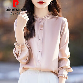 Pierre cardin (pierre cardin) french style fungus shirt women's long-sleeved autumn new style slimming bottoming shirt versatile slimming top pink s recommended 80-95jin jin equals 0.5 kg