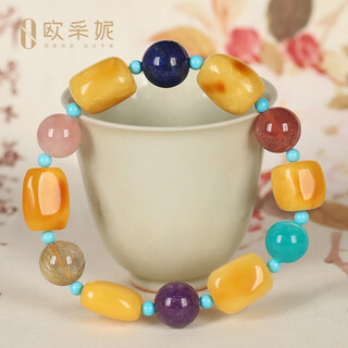 Ouchini beeswax bracelet natural beeswax blood amber gold amber rose crystal hair crystal old honey southern red malachite strawberry crystal bracelet one thing, one certificate supports re-inspection