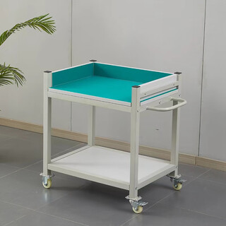 Xinian anti-static movable workbench mobile operating table tool material cart with side panels and wheels double layer/100*60*75cm fence height 10cm