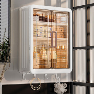 Kaman wall-mounted cosmetics storage box dust-proof and punch-free bathroom toilet sink storage rack 520 gift enlarged three-layer/double door 1